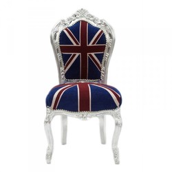 Casa Padrino Barock Esszimmer Stuhl Union Jack Silber England UK Silver Casa Padrino Barock Esszimmer Stuhl Union Jack Silber England UK Silver