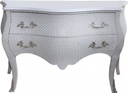 Casa Padrino Cómoda Barroca Blanca / Look Purpurina 130 x 53 x 84 cm - Aparador de Lujo en Madera Maciza Casa Padrino Cómoda Barroca Blanca / Look Purpurina 130 x 53 x 84 cm - Aparador de Lujo en Madera Maciza