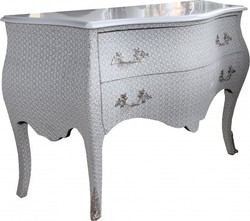 Casa Padrino Cómoda Barroca Blanca / Look Purpurina 130 x 53 x 84 cm - Aparador de Lujo en Madera Maciza Casa Padrino Cómoda Barroca Blanca / Look Purpurina 130 x 53 x 84 cm - Aparador de Lujo en Madera Maciza