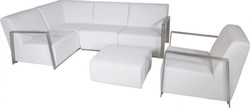 Casa Padrino Art Deco Designer Garten Möbel Set Weiß - Luxuriöse Loungegruppe aus Aluminium und Sunbrella Stoff - Eckbank, Sessel und Tisch Casa Padrino Art Deco Designer Garten Möbel Set Weiß - Luxuriöse Loungegruppe aus Aluminium und Sunbrella Stoff - Eckbank, Sessel und Tisch