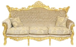 Casa Padrino Barock Sofa Set Wohnzimmer Lounge Sofa + Sessel Couch Gold Casa Padrino Barock Sofa Set Wohnzimmer Lounge Sofa + Sessel Couch Gold