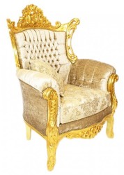 Casa Padrino Barock Sofa Set Wohnzimmer Lounge Sofa + Sessel Couch Gold Casa Padrino Barock Sofa Set Wohnzimmer Lounge Sofa + Sessel Couch Gold