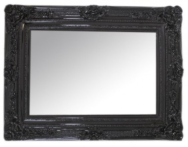 Casa Padrino Specchio da Parete Barocco Specchio Decorato in Nero 130 x 96 cm Casa Padrino Specchio da Parete Barocco Specchio Decorato in Nero 130 x 96 cm