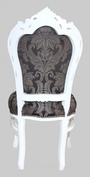 Casa Padrino Baroque Dinner Chair Black Pattern / White Gold - Antique Furniture