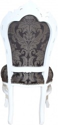 Casa Padrino Baroque Dinner Chair Black Pattern / White Gold - Antique Furniture