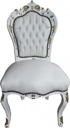 Silla Casa Padrino barroco Cena blanco / blanco / oro - Muebles antiguos Silla Casa Padrino barroco Cena blanco / blanco / oro - Muebles antiguos