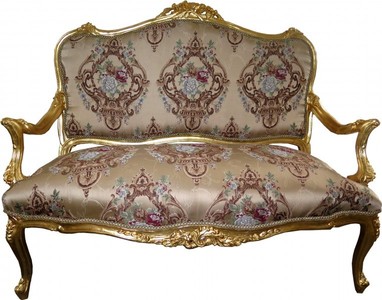 Casa Padrino Barock Sofa im italienischen Stil Creme Muster und Gold 138 x 68 x 111 cm