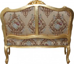 Casa Padrino Divano Barocco stile italiano motivo crema e oro 138 x 68 x 111 cm Casa Padrino Divano Barocco stile italiano motivo crema e oro 138 x 68 x 111 cm