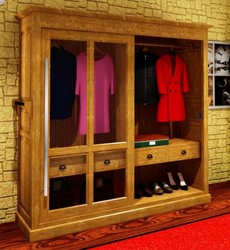 Casa Padrino Luxus Kleiderschrank B 226 x H 220 cm Haute Couture Schlafzimmer Schrank mit Glas Schiebetür im Art Deco Jugendstil
