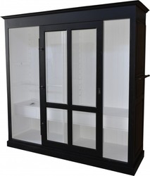 Casa Padrino Luxury Wardrobe Haute Couture Black / White W 226 x H 220 cm - Art Deco Style Bedroom Cabinet with Glass Sliding Door Casa Padrino Luxury Wardrobe Haute Couture Black / White W 226 x H 220 cm - Art Deco Style Bedroom Cabinet with Glass Sliding Door