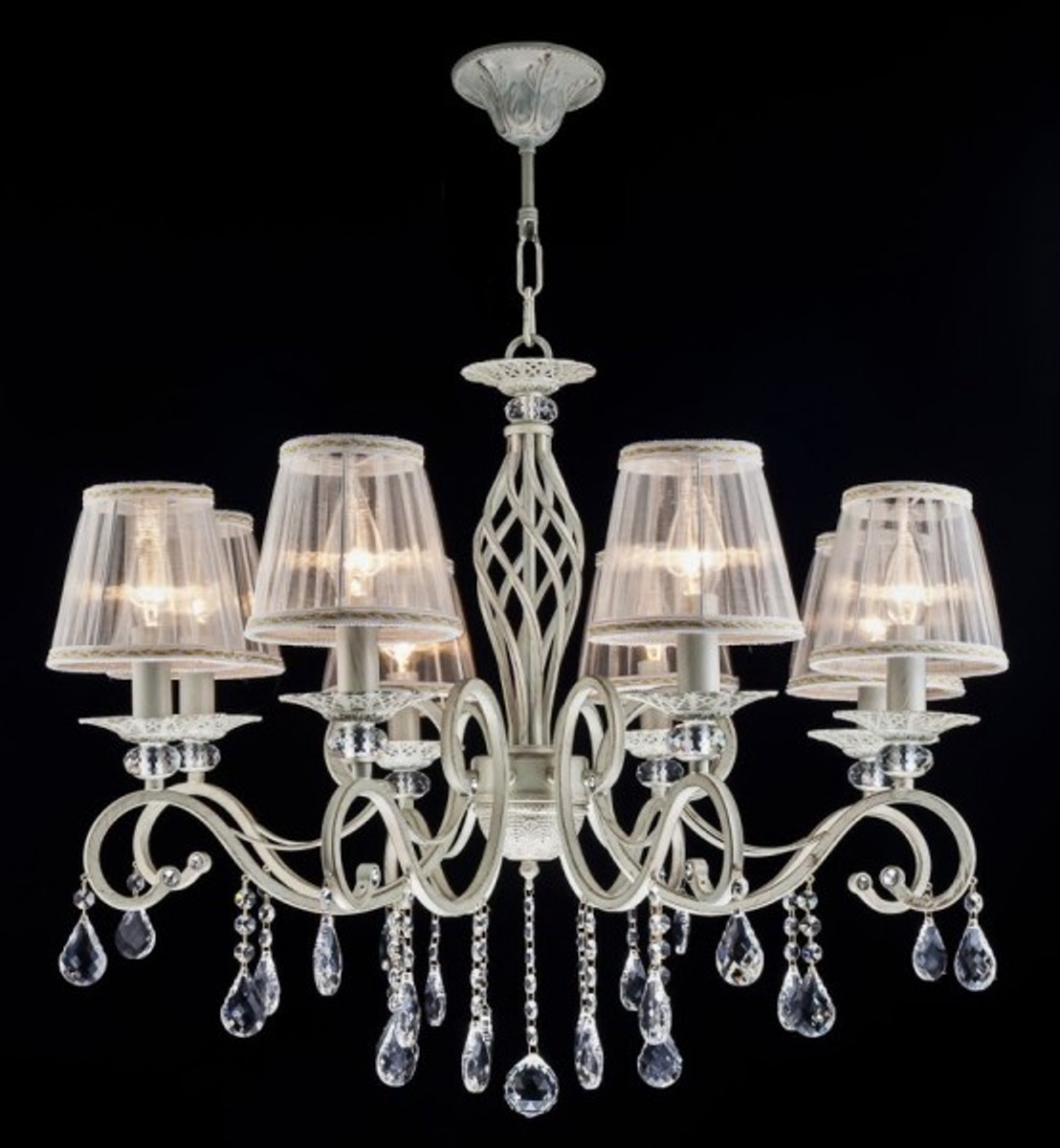 Casa Padrino Baroque crystal ceiling chandelier cream gold 72 x H 59 cm antique style - Furniture Chandelier Chandelier pendant light hanging lamp Casa Padrino Baroque crystal ceiling chandelier cream gold 72 x H 59 cm antique style - Furniture Chandelier Chandelier pendant light hanging lamp