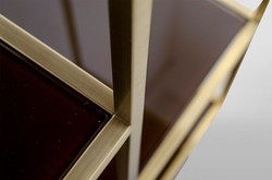 Casa Padrino Scaffale di lusso Art Déco in acciaio inossidabile oro con ripiani in vetro fumé H108 x 190 x 40 cm Casa Padrino Scaffale di lusso Art Déco in acciaio inossidabile oro con ripiani in vetro fumé H108 x 190 x 40 cm