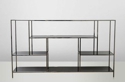 Casa Padrino Art Deco Luxus Regal Schrank aus Edelstahl mit getönten Glasböden Gold 109 x 40 x 108 cm