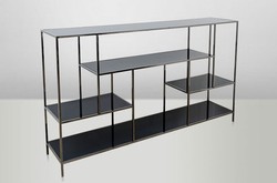 Casa Padrino Art Deco Luxus Regal Schrank aus Edelstahl mit getönten Glasböden Gold 109 x 40 x 108 cm
