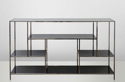 Casa Padrino Art Deco Luxus Regal Schrank aus Edelstahl mit getönten Glasböden Gold 109 x 40 x 108 cm