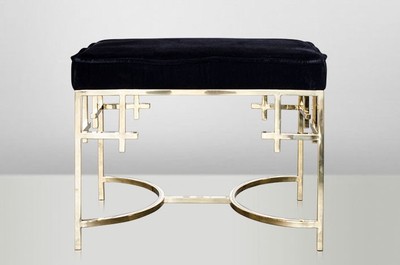 Casa Padrino Art Deco luxury stool Stainless Gold - Vintage Art Nouveau furniture Casa Padrino Art Deco luxury stool Stainless Gold - Vintage Art Nouveau furniture