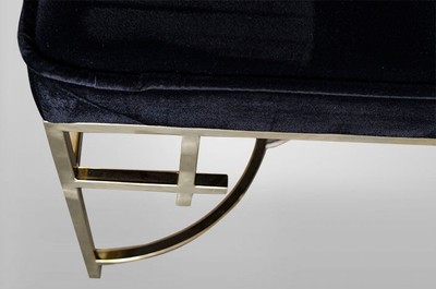 Casa Padrino Art Deco Luxus Sitzbank Edelstahl Gold - Vintage Jugendstil Möbel - 160 x 40 x 45 cm