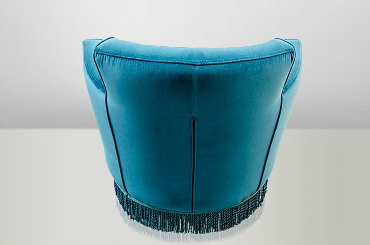 Casa Padrino luxury Art Deco Lounge Chair Blue - Luxury Collection - Art Nouveau - Belle Epoque Casa Padrino luxury Art Deco Lounge Chair Blue - Luxury Collection - Art Nouveau - Belle Epoque
