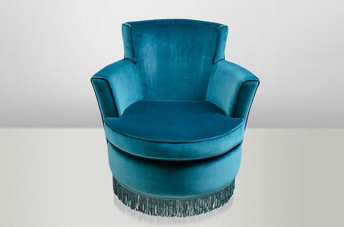 Casa Padrino luxury Art Deco Lounge Chair Blue - Luxury Collection - Art Nouveau - Belle Epoque Casa Padrino luxury Art Deco Lounge Chair Blue - Luxury Collection - Art Nouveau - Belle Epoque