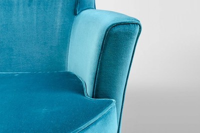 Casa Padrino Luxus Art Deco Lounge Sessel Blau - Jugendstil Design Sessel - 77 x 86 x 76 cm
