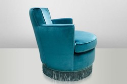 Casa Padrino Luxury Art Deco Lounge Chair Blue - Jugendstil Design Armchair - 77 x 86 x 76 cm