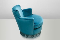 Casa Padrino Luxury Art Deco Lounge Chair Blue - Jugendstil Design Armchair - 77 x 86 x 76 cm