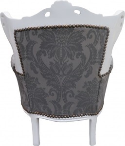 Casa Padrino Barock Kinder Sessel in Grau mit Barock Muster und Weiss - 84 cm x 58 cm