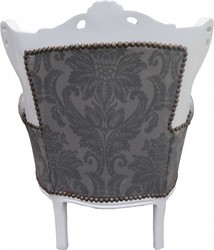 Casa Padrino Poltrona Barocca per Bambini in Grigio con Motivo Barocco e Bianco - 84 cm x 58 cm Casa Padrino Poltrona Barocca per Bambini in Grigio con Motivo Barocco e Bianco - 84 cm x 58 cm