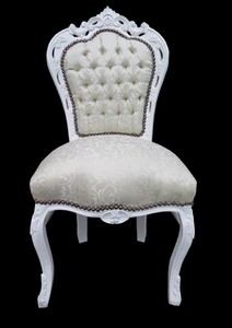 Casa Padrino Barock Esszimmer Stuhl Weiss Muster / Weiß - Antik Möbel - Limited Edition