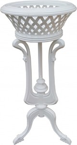 Casa Padrino Supporto Barocco per Vasi in Legno Bianco - Portavaso, Supporto per Fiori, Altezza 92,5 cm, Diametro 40 cm