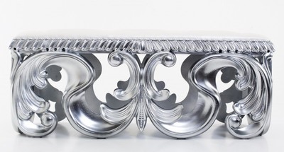 Casa Padrino Baroque Luxury Bench Lafayette made of solid oak wood in silver and cream, 120 x 50 x 55 cm
