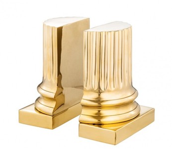 Casa Padrino Luxury Bookends Set Column Gold made of Polished Brass - 32 x 26 x 20 cm - Art Deco Style Casa Padrino Luxury Bookends Set Column Gold made of Polished Brass - 32 x 26 x 20 cm - Art Deco Style