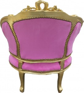 Casa Padrino Barock Salon Lounge Sessel im Antik Stil, Rosa / Gold, 90 x 75 x 63 cm