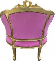 Casa Padrino Poltrona da Salotto Barocca Stile Antico, Rosa / Oro, 90 x 75 x 63 cm Casa Padrino Poltrona da Salotto Barocca Stile Antico, Rosa / Oro, 90 x 75 x 63 cm