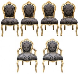 Casa Padrino Baroque Dinner Set 4 chaises + 2 chaises avec accoudoirs - style ancien Mobilier
Casa Padrino Baroque Dinner Set Chair Set Black Pattern / Gold - 4 chairs without armrests 2 chairs with armrests - furniture antique style Casa Padrino Baroque Dinner Set 4 chaises + 2 chaises avec accoudoirs - style ancien Mobilier
Casa Padrino Baroque Dinner Set Chair Set Black Pattern / Gold - 4 chairs without armrests 2 chairs with armrests - furniture antique style