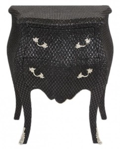 Casa Padrino Commode Baroque aspect Pailleté Noir, H 71 cm, L 60 cm, P 38 cm - Table de chevet luxueuse Casa Padrino Commode Baroque aspect Pailleté Noir, H 71 cm, L 60 cm, P 38 cm - Table de chevet luxueuse