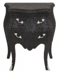 Casa Padrino Comò Barocco in Look Glitter Nero, H 71 cm, L 60 cm, P 38 cm - Elegante Comodino Casa Padrino Comò Barocco in Look Glitter Nero, H 71 cm, L 60 cm, P 38 cm - Elegante Comodino