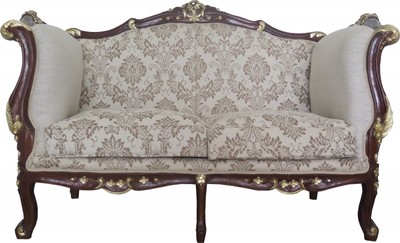 Casa Padrino Barock 2-er Sofa im Antik Stil Creme / Braun / Gold - Handgefertigtes Luxus Sofa - 162 x 77 x 119 cm Casa Padrino Barock 2-er Sofa im Antik Stil Creme / Braun / Gold - Handgefertigtes Luxus Sofa - 162 x 77 x 119 cm