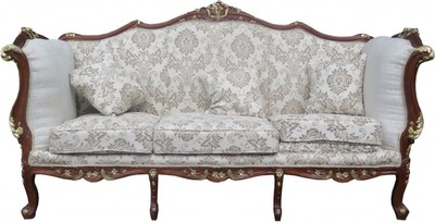 Casa Padrino Barock 3-er Sofa Creme / Braun / Gold - Luxus Sofa im Antik Stil - 220 x 77 x 119 cm Casa Padrino Barock 3-er Sofa Creme / Braun / Gold - Luxus Sofa im Antik Stil - 220 x 77 x 119 cm