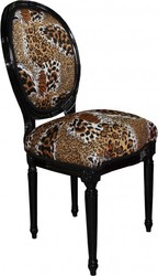 Casa Padrino Baroque Dinner Chair Medallion Tiger Pattern / Black - Baroque furniture - Limited Edition Casa Padrino Baroque Dinner Chair Medallion Tiger Pattern / Black - Baroque furniture - Limited Edition