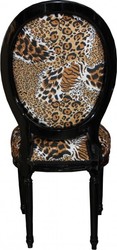Casa Padrino Baroque Dinner Chair Medallion Tiger Pattern / Black - Baroque furniture - Limited Edition Casa Padrino Baroque Dinner Chair Medallion Tiger Pattern / Black - Baroque furniture - Limited Edition