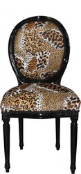 Casa Padrino Baroque Dinner Chair Medallion Tiger Pattern / Black - Baroque furniture - Limited Edition Casa Padrino Baroque Dinner Chair Medallion Tiger Pattern / Black - Baroque furniture - Limited Edition
