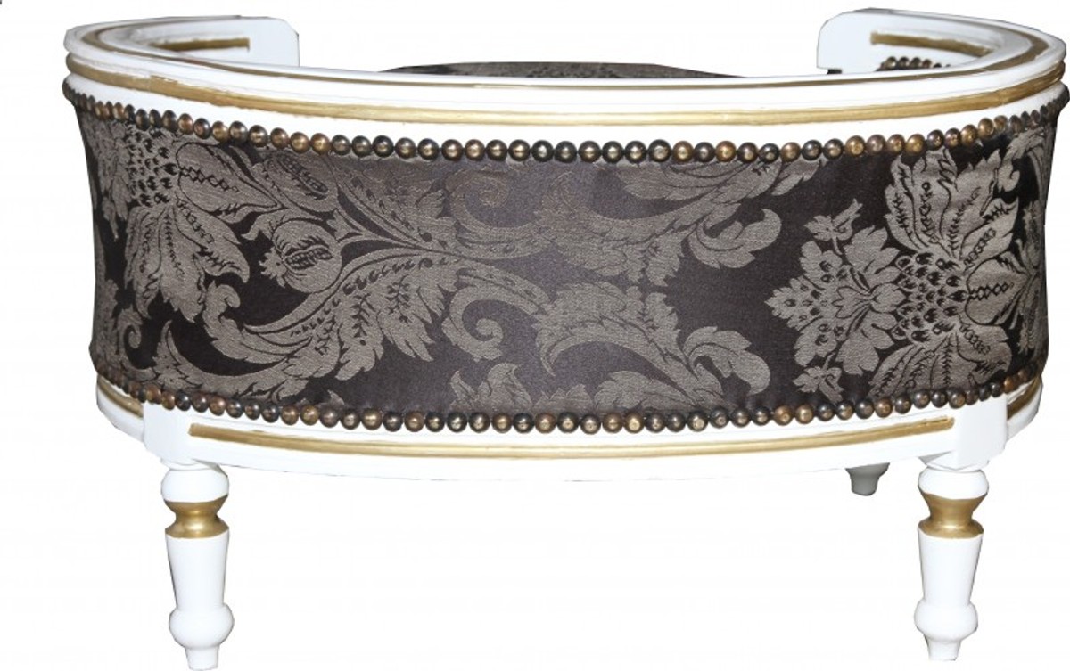 Casa Padrino Baroque Dogs & Cats sofa Black baroque pattern / White / Gold - Dogs chair seat dog bed cat bed dog cat furniture Casa Padrino Baroque Dogs & Cats sofa Black baroque pattern / White / Gold - Dogs chair seat dog bed cat bed dog cat furniture