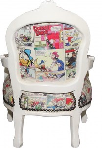 Casa Padrino Barock Kinderstuhl im Comic Design Lederoptik und Antik Creme 51 x 71 cm