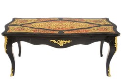 Casa Padrino Mesa de centro barroca estilo Boulle Negro / Oro / Rojo 130 x 85 x 45 cm