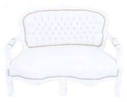 Casa Padrino Banquette Baroque pour Enfant Aspect Cuir Blanc / Blanc Style Antique, 90 x 38 x 67 cm