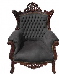 Casa Padrino Salotto Barocco Set Master Stile Antico - Nero / Marrone - Divano 2 posti & 2 Poltrone Casa Padrino Salotto Barocco Set Master Stile Antico - Nero / Marrone - Divano 2 posti & 2 Poltrone