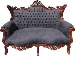 Casa Padrino Salotto Barocco Set Master Stile Antico - Nero / Marrone - Divano 2 posti & 2 Poltrone Casa Padrino Salotto Barocco Set Master Stile Antico - Nero / Marrone - Divano 2 posti & 2 Poltrone