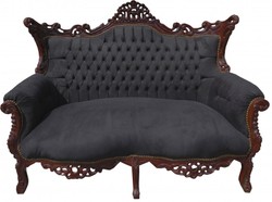 Casa Padrino Salotto Barocco Set Master Stile Antico - Nero / Marrone - Divano 2 posti & 2 Poltrone Casa Padrino Salotto Barocco Set Master Stile Antico - Nero / Marrone - Divano 2 posti & 2 Poltrone