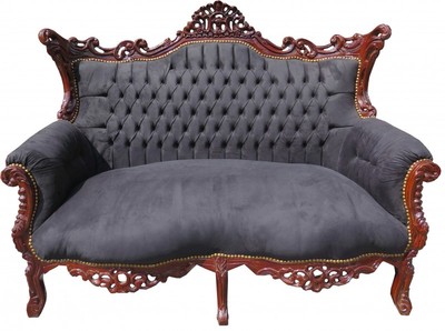 Casa Padrino Barock 2-er Sofa Master im Antik Stil, Massivholz in Schwarz und Braun, 168 x 128 x 70 cm Casa Padrino Barock 2-er Sofa Master im Antik Stil, Massivholz in Schwarz und Braun, 168 x 128 x 70 cm